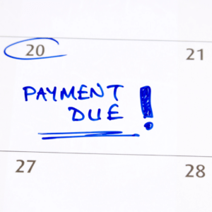 payment due date written on a calendar 
